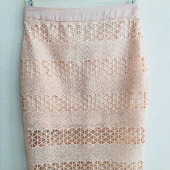 ASTR the Label Blush Pink Lattice Lace Pencil Skirt Medium - Picture 4 of 8